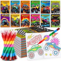 Livros para colorir BenLouis 12 Monster Truck com 12 lápis de cor para crianças