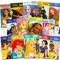 Livros para colorir Disney Princess Kids de 4 a 8 anos, 2 a 4 Pacote com 14
