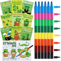 Livros para colorir Funrous St. Patrick's Day Kids com lápis de cor x24