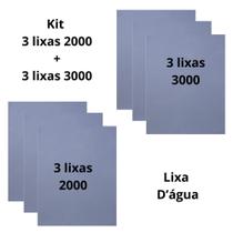 Lixa 2000 + 3000 Kit 3 Folhas Cada Lixamento Polimento Farol Plásticos Metal Pintura Automotivo