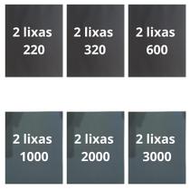 Lixa 220 320 600 1000 2000 3000 Kit 2 De Cada Polimento Grão Acabamento Lixamento Plásticos Metal