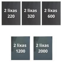 Lixa 220 320 600 1200 2000 Kit 2 De Cada Lixamento Pintura Polimento Acabamento Plásticos Metal Lixa 220 320 600 1200 2000 Kit 2 De Cada Lixamento Pintura Polimento Acabamento Plásticos Metal