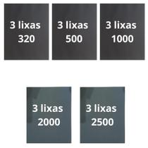 Lixa 320 500 1000 2000 2500 Kit 3 De Cada Lixamento Polimento Acabamento Plásticos Metal