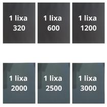 Lixa 320 600 1200 2000 2500 3000 Kit 1 De Cada Polimento Grão Acabamento Lixamento Plásticos Metal