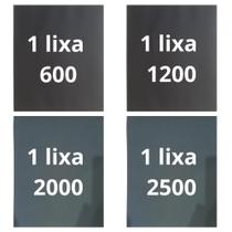 Lixa 600 1200 2000 2500 Kit 1 Folha Cada Polimento Lixamento Plásticos Metal Pintura Automotivo