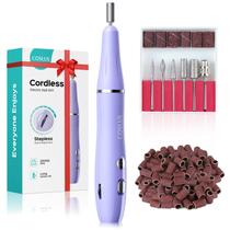 Lixa de furadeira elétrica sem fio COSLUS: furadeira de unhas com botão de velocidade contínua para esmalte em pó em gel acrílico, manicure e pedicure profissional portátil recarregável para uso em salão doméstico, roxa