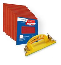 Lixa De Massa Parede Kit 25 Un G100 + Suporte Manual De Lixa