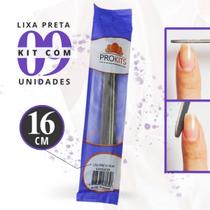 Lixa de Unhas Preta - 16cm - Pacote com 9 - Prokits