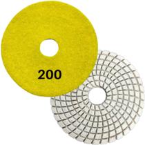 Lixa Diamantada Branca 100mm Grão 200 Para Acabamento Mármore Granito Porcelanato Concreto Cerâmica