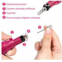 Lixa Eletrica Para Unha Lixadeira Motor Polidora Manicure Pedicure Profissional Bivolt Portátil Rosa