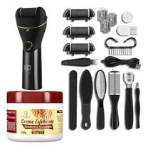 Lixa Elétrica Pés Pedicuro Removedor Calo Rachadura + Creme Esfoliante Para os Pés