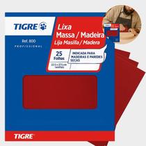 Lixa para Massa Madeira Ref 800 Grão 100 120 220 25un Tigre