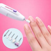 Lixa Unhas Elétrica Multiuso Profissional Mão e Pé 5 Brocas Versátil Aparelho Lixador de Unha Portátil Polidor Sem Fio á Pilhas Manicure Pedicure