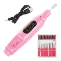 Lixadeira de Unha Elétrica Rosa Claro Portátil Bivolt