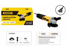 Lixadeira e esmerilhadeira angular eletrica 110v 1250w 125mm 5" bom-9525