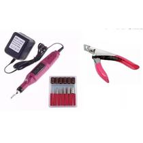 Lixadeira Elétrica + Alicate Corta Tips Para Unhas Em Gel