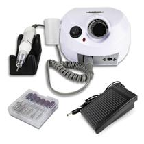 Lixadeira Elétrica Motor Nail Drill Porquinho Bivolt Branco Manicure Profissional Nail Art Nail Designer Alongamento de Unhas Unha de Gel