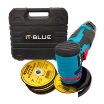 Lixadeira Esmerilhadeira Angular 12v com 20 Discos de Corte Acabamentos Bateria - ItBlue