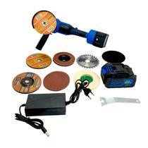 Lixadeira Esmerilhadeira Angular 48V 25 Peças 2 Baterias Exbom