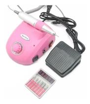 Lixadeira Pedal Motor Nail Drill 30000 Rpm Unhas De Gel Rosa