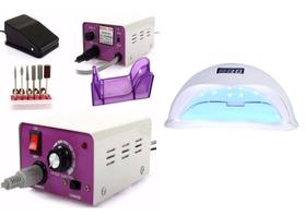 Lixadeira Unhas 30000rpm MM+Cabine Sun5 48w Led Uv Bivolt - Nail Master Drill