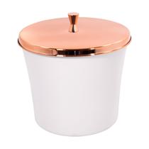 Lixeira 03 Litros Branco Com Tampa de Pegar Aço Inox Rosé Gold - Wp - Wp Connect