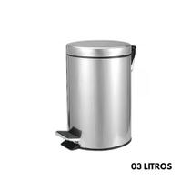 Lixeira 03l redonda com pedal inox vonder