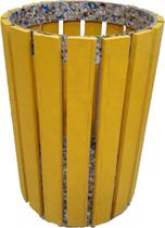 Lixeira 1 cesto redonda madeira plástica maciça 40 litros colorida 100 reciclada 45cm Lixeira 1 cesto redonda madeira plástica maciça 40 litros colorida 100 reciclada 45cm