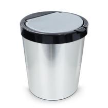 Lixeira 10 Litros Plástica Estampa Inox Tampa Click Moderna