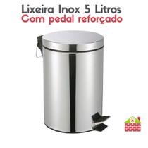 Lixeira 100% Inox Aço 5 litros Com Pedal Reforçado Cesto Interno Removível Banheiro Cozinha Lixeira 100% Inox Aço 5 litros Com Pedal Reforçado Cesto Interno Removível Banheiro Cozinha