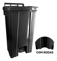 Lixeira 100 Litros Com Roda E Pedal Cor Preto Lixeira 100 Litros Com Roda E Pedal Cor Preto