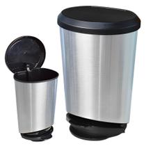 Lixeira 10L Pedal Prata Plástico Resistente Não Enferruja Banheiro Lavável