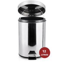 Lixeira 12 Litros Aço Inox Brilhante C/ Pedal - Mak Inox