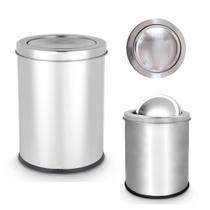 Lixeira 12 Litros Balde Aço Inox Com Tampa Basculante Multiuso Grande