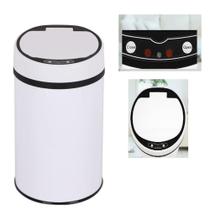 Lixeira 12 litros branca automatica grande sensor inox cesto lixo inteligente cozinha banheiro