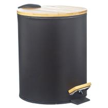 Lixeira 12 Litros Com Pedal P Banheiro Escritório Tampa Bambu Lixeira 12 Litros Com Pedal P Banheiro Escritório Tampa Bambu