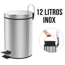 Lixeira 12 Litros Em Aço Inox Banheiro Cozinha Escritório