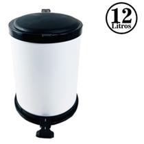 Lixeira 12 Litros em Metal Acionamento Pedal Preta Cor Inox e Branca Gold