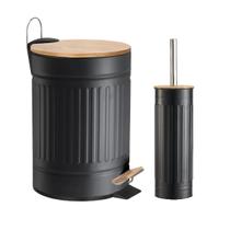 Lixeira 12l Fechamento Suave Escova Sanitária Preta Fluted