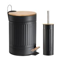 Lixeira 12L Fechamento Suave Escova Sanitária Preta Fluted