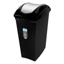 Lixeira 15 Litros Com Tampa Basculante Preta Plástica