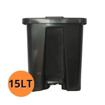 Lixeira 15L preta c/ pedal - Plastico