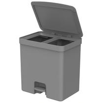 Lixeira 20 Litros De Pedal Cesto De Lixo Duplo Compartimento Trium Chumbo - LX4250 Ou Lixeira 20 Litros De Pedal Cesto De Lixo Duplo Compartimento Trium Chumbo - LX4250 Ou
