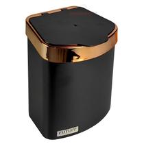 Lixeira 2,5 Litros Cesto Lixo Plástico Para Bancada Pia Cozinha Preto Rose Gold - 521PTR Future