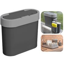 Lixeira 2,8 Litros De Click Cesto De Lixo Cozinha Pia Bancada Flat - 17003 Coza