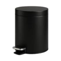 Lixeira 3 litros Matte Preta Aço Inox Com Pedal e Tampa