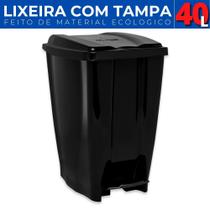 Lixeira 40L Escritório Cozinha Lavabo Banheiro Tampa Pedal