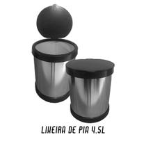 Lixeira 4,5Litros Banheiro Cozinha Pia de Metal cor Inox e Branca