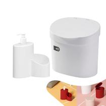 Lixeira 4L Dispenser Detergente Esponja Rodinho - Branco - Coza