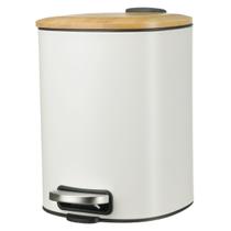 Lixeira 5 Litros Bambu Metal Cesto De Lixo Cozinha Banheiro